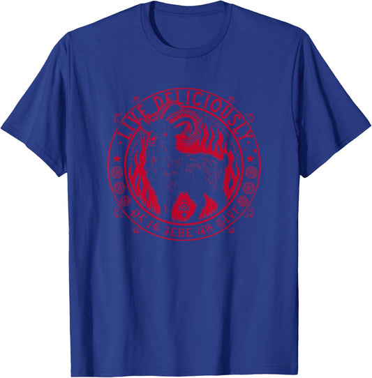 Vintage Live Deliciously Occult Goat Witch T-Shirt - T-Shirt | Royal