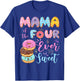 Mama of The Four Ever Sweet Donut 4th Birthday Girl T-Shirt - T-Shirt | Royal