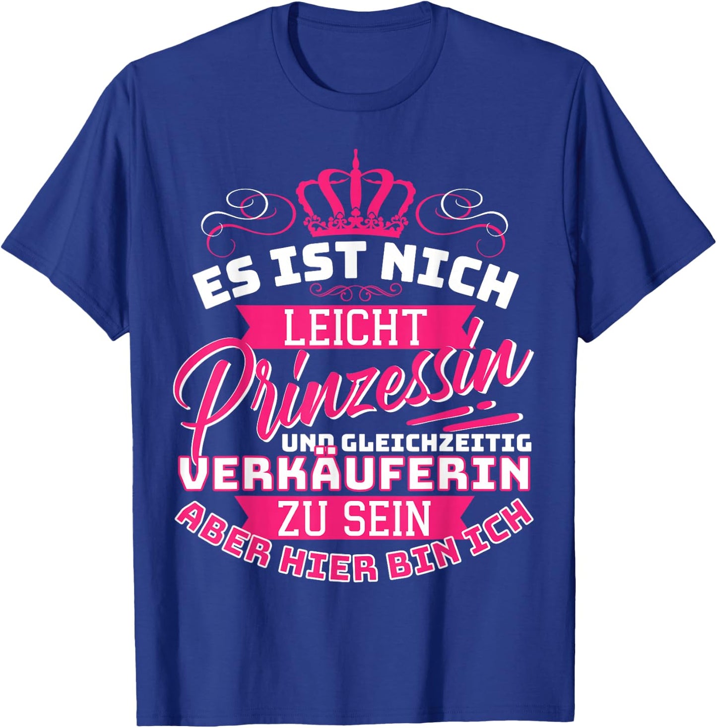 Handel Verkäuferin Sprüche Kollegen Geschenk Damen Schwarz V-Ausschnitt Halbarm Small Statement Classic Prinzessin & Verkäuferin Design T-Shirt - T-Shirt | Royal