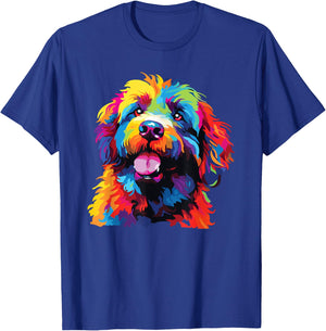 Watercolor Colorful Barbet Dog T-Shirt - T-Shirt | Royal