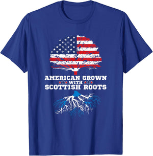 Scotland Roots American Grown Scottish Roots T-Shirt - T-Shirt | Royal