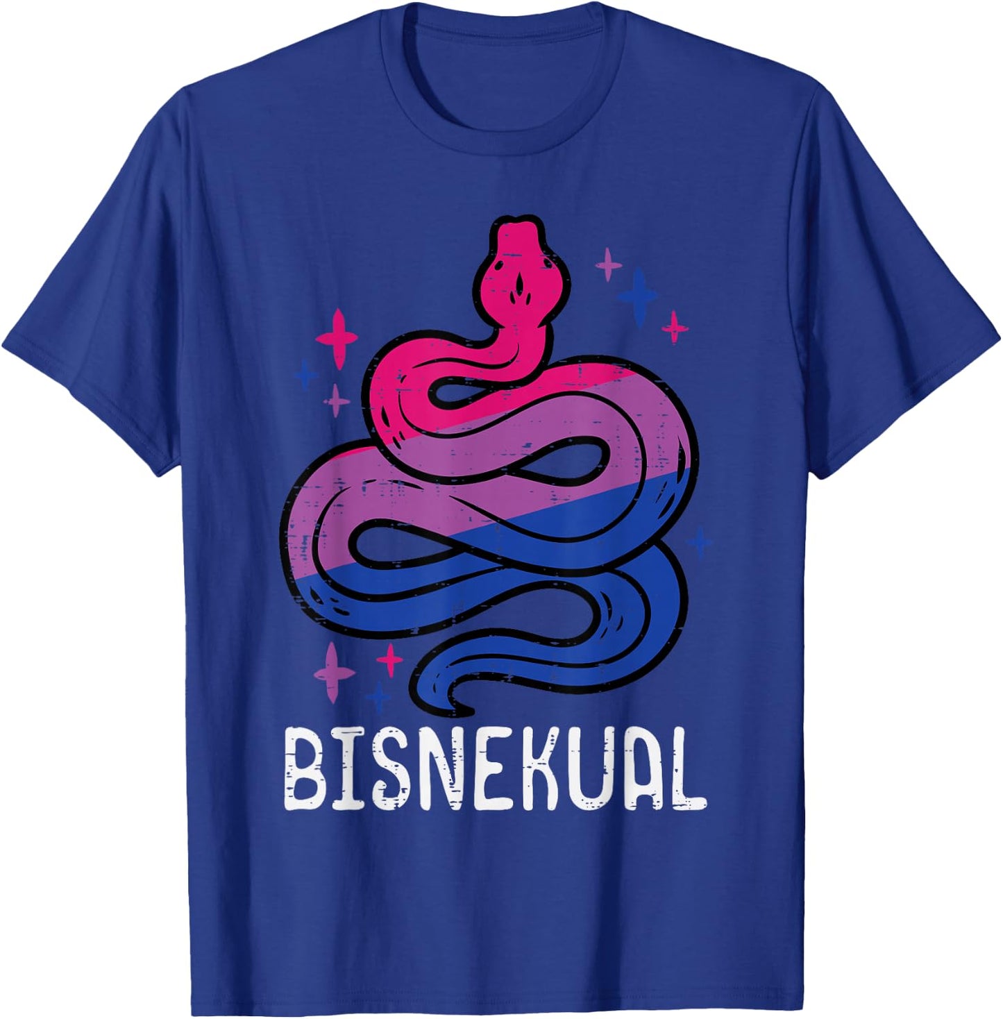Bisexual Snake Bisnekual Funny Bi Pride Flag LGBTQ Men Women T-Shirt - T-Shirt | Royal