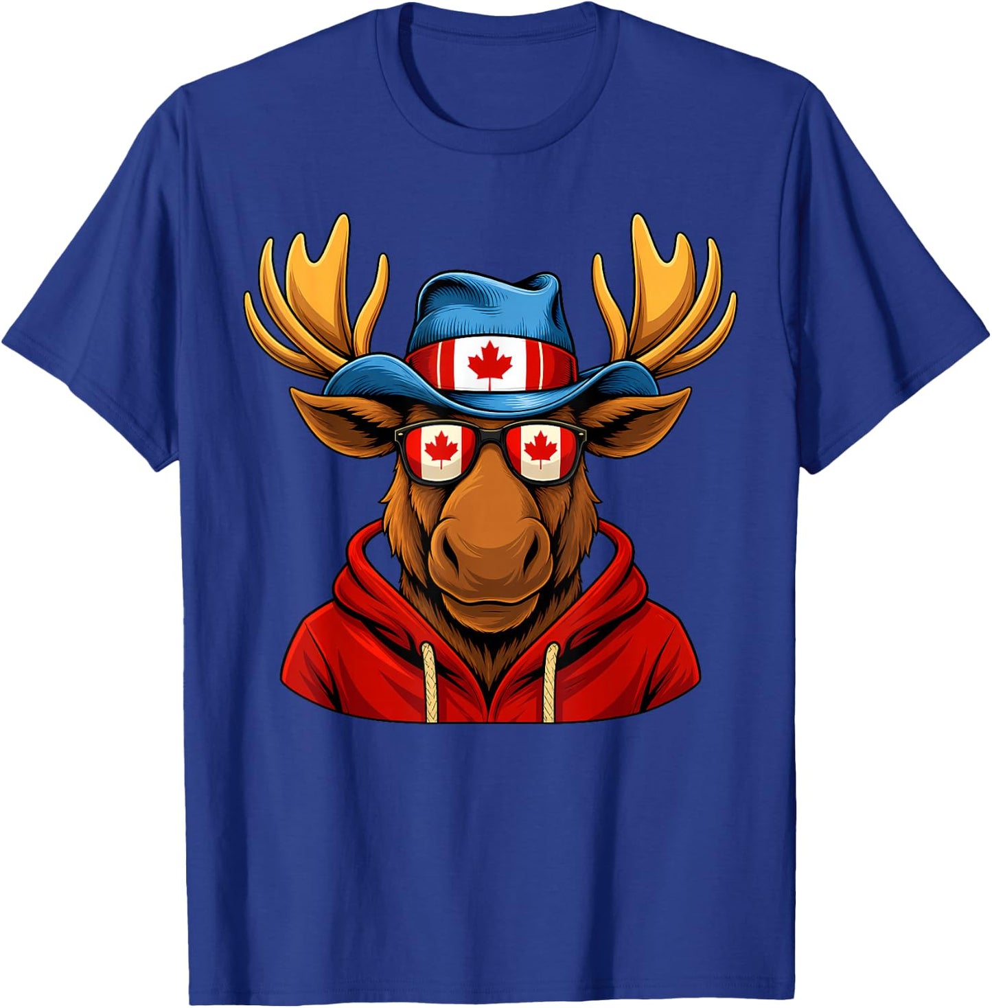 Canada Day Canadian Flag Maple Leaf Moose Sunglasses Kids T-Shirt - T-Shirt | Royal