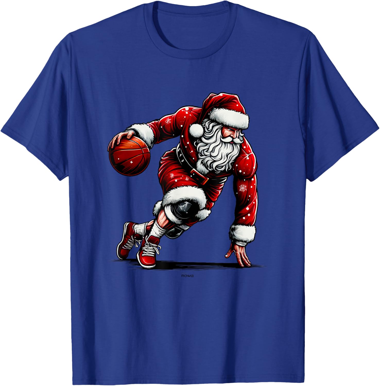Santa Claus Playing and Driving the Basketball Christmas T-Shirt - T-Shirt | Royal