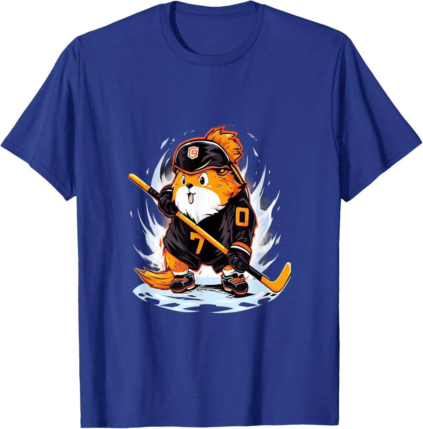 Guinea Pig Ice Hockey Player Hockey Stick Goalie T-Shirt - T-Shirt | Royal