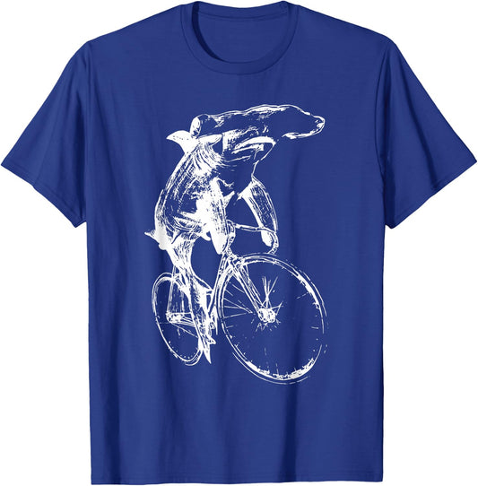 Hammerhead Sharks Riding Bicycle Retro Cycling Biking Biker T-Shirt - T-Shirt | Royal