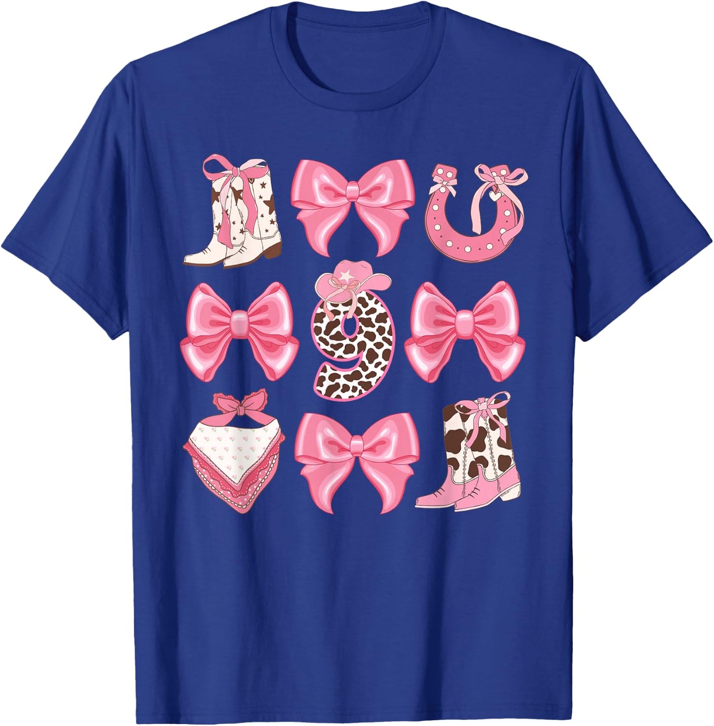 9th Birthday Cowgirl Nine Year Old Cow Girl Birthday Party T-Shirt - T-Shirt | Royal