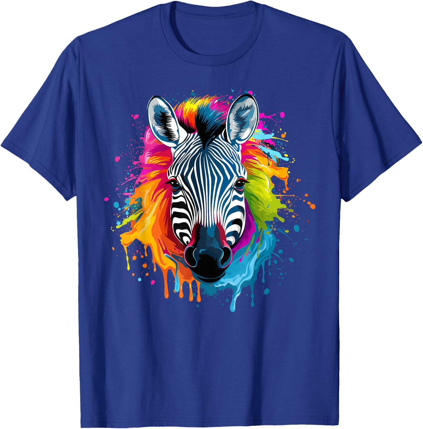 Colorful Splash Art Zebra Wildlife Animal Lover T-Shirt - T-Shirt | Royal