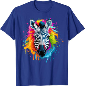 Colorful Splash Art Zebra Wildlife Animal Lover T-Shirt - T-Shirt | Royal