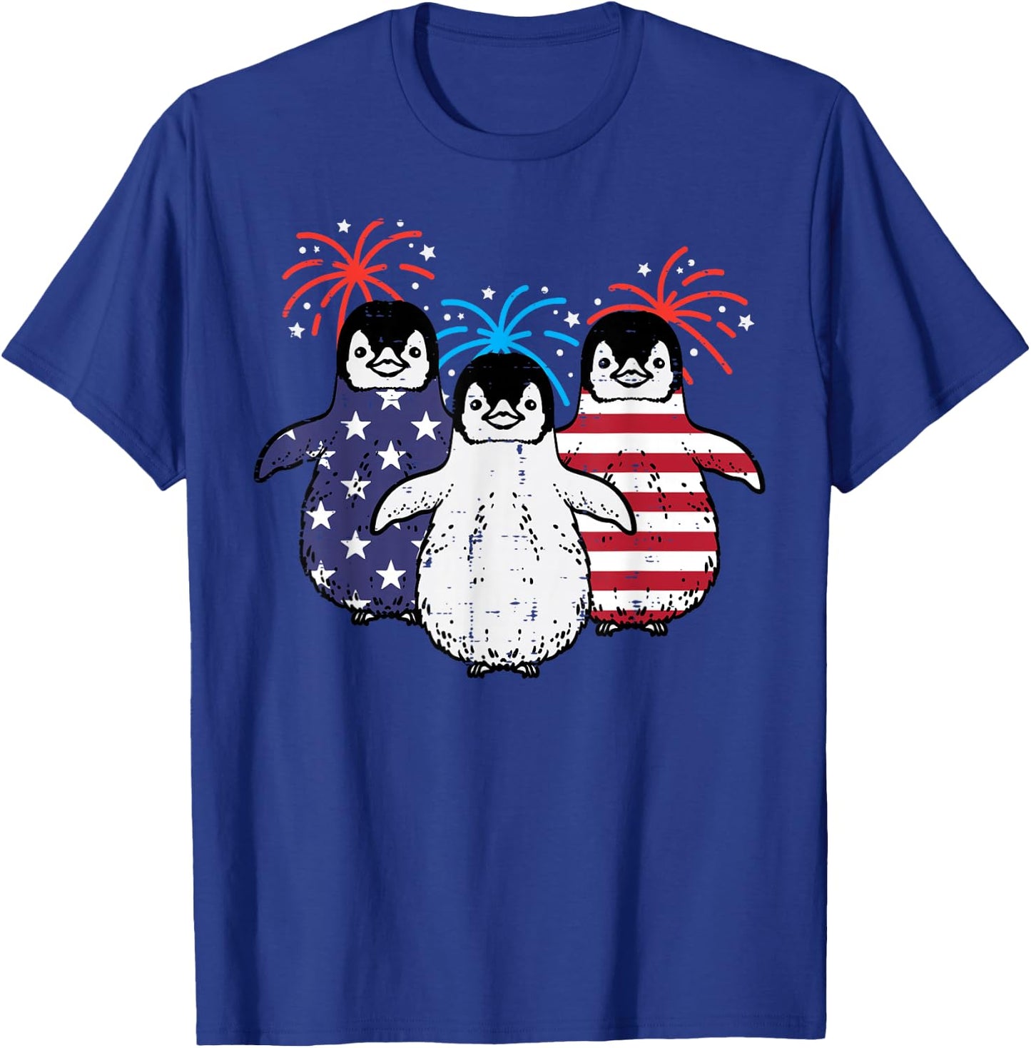 4th Of July American Flag Penguins Patriotic Men Women Kids T-Shirt - T-Shirt | Royal