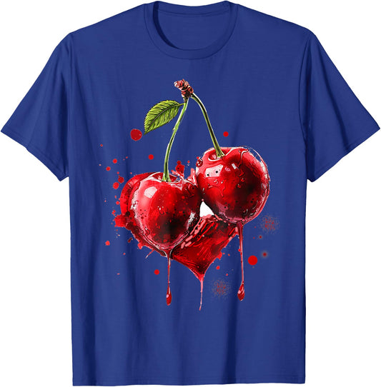 Kirschen Herzschlag Cherry Kirsche Frucht EKG Puls T-Shirt - T-Shirt | Royal
