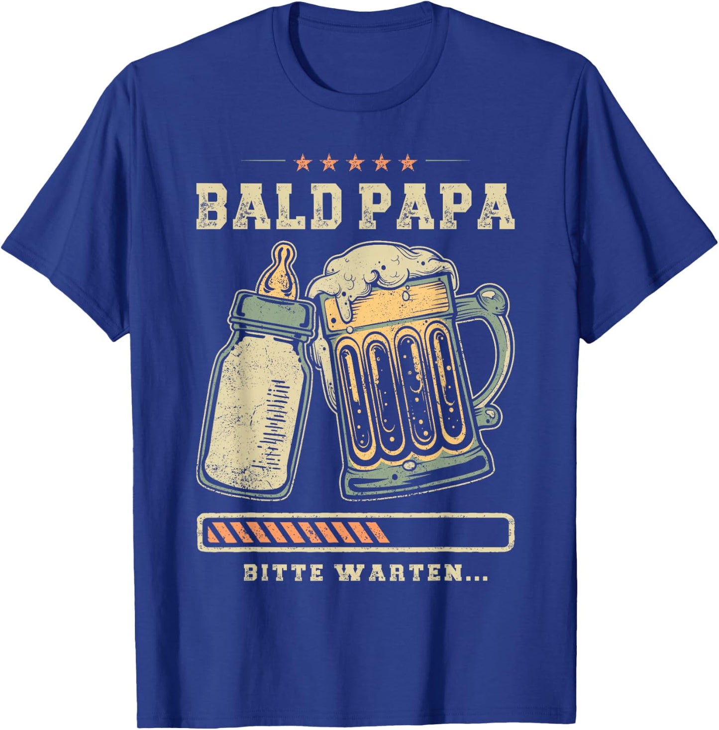 Bald Papa, Fatherhood, Baby Announcement, Expectant Father T-Shirt - T-Shirt | Royal