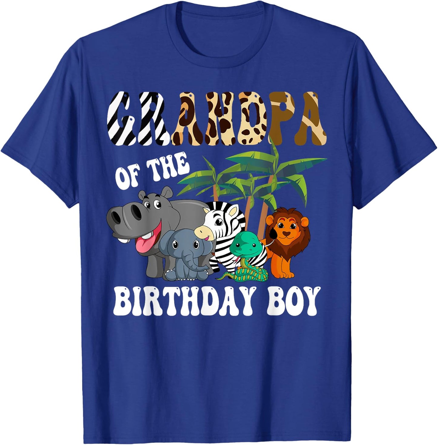 Grandpa of the Birthday Boy Zoo Bday Safari Celebration T-Shirt - T-Shirt | Royal
