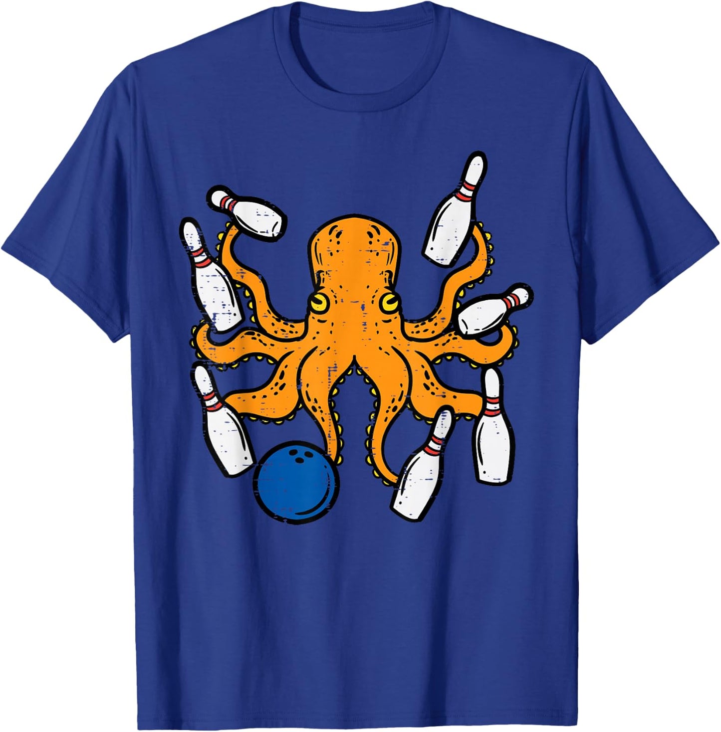 Octopus Bowling Funny Bowler Men Women Kids Boys Girls Youth T-Shirt - T-Shirt | Royal