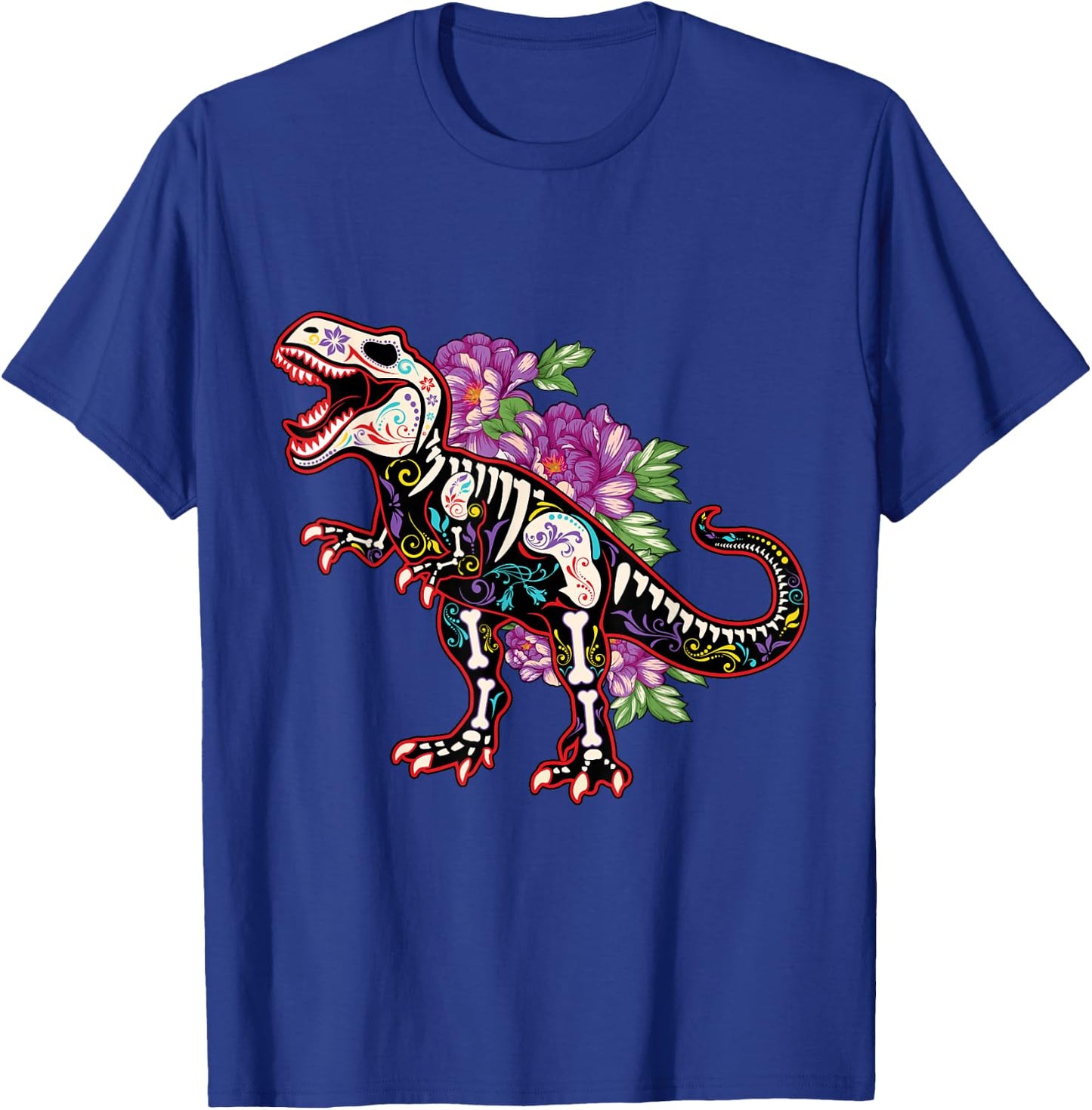 Skeleton Dinosaur Souls Day Of Dead Dia De Los Muertos T-Shirt - T-Shirt | Royal