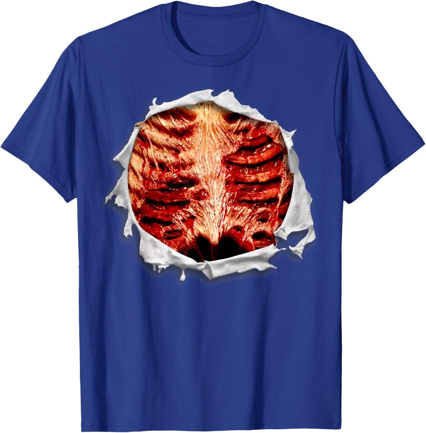 Halloween Costume Zombie Chest Ripped T Shirt T-Shirt - T-Shirt | Royal