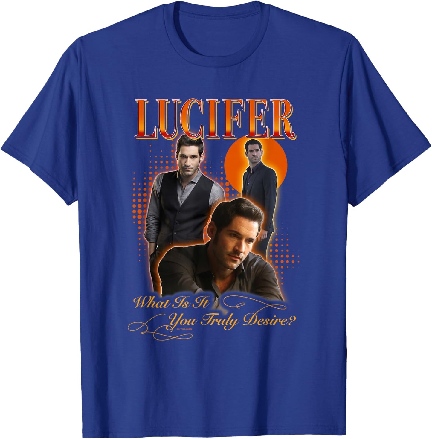 Lucifer Morningstar What You Truly Desire Portrait Collage T-Shirt - T-Shirt | Royal