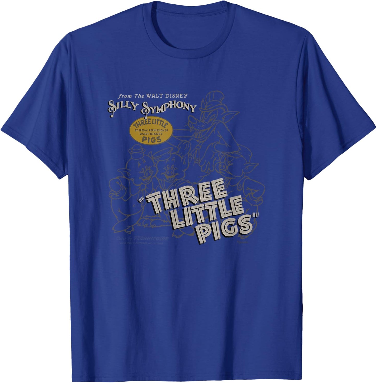 Disney 100 Three Little Pigs Silly Symphony Vintage D100 T-Shirt - T-Shirt | Royal