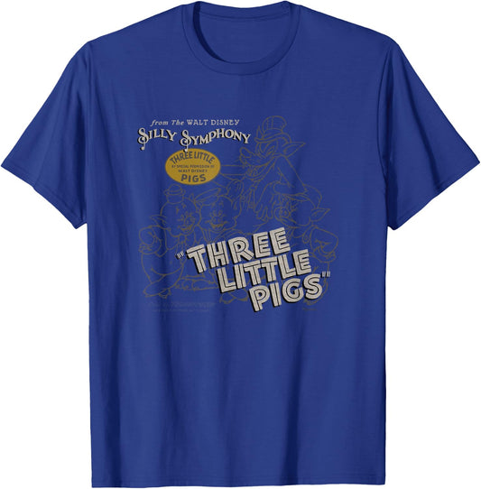 Disney 100 Three Little Pigs Silly Symphony Vintage D100 T-Shirt - T-Shirt | Royal