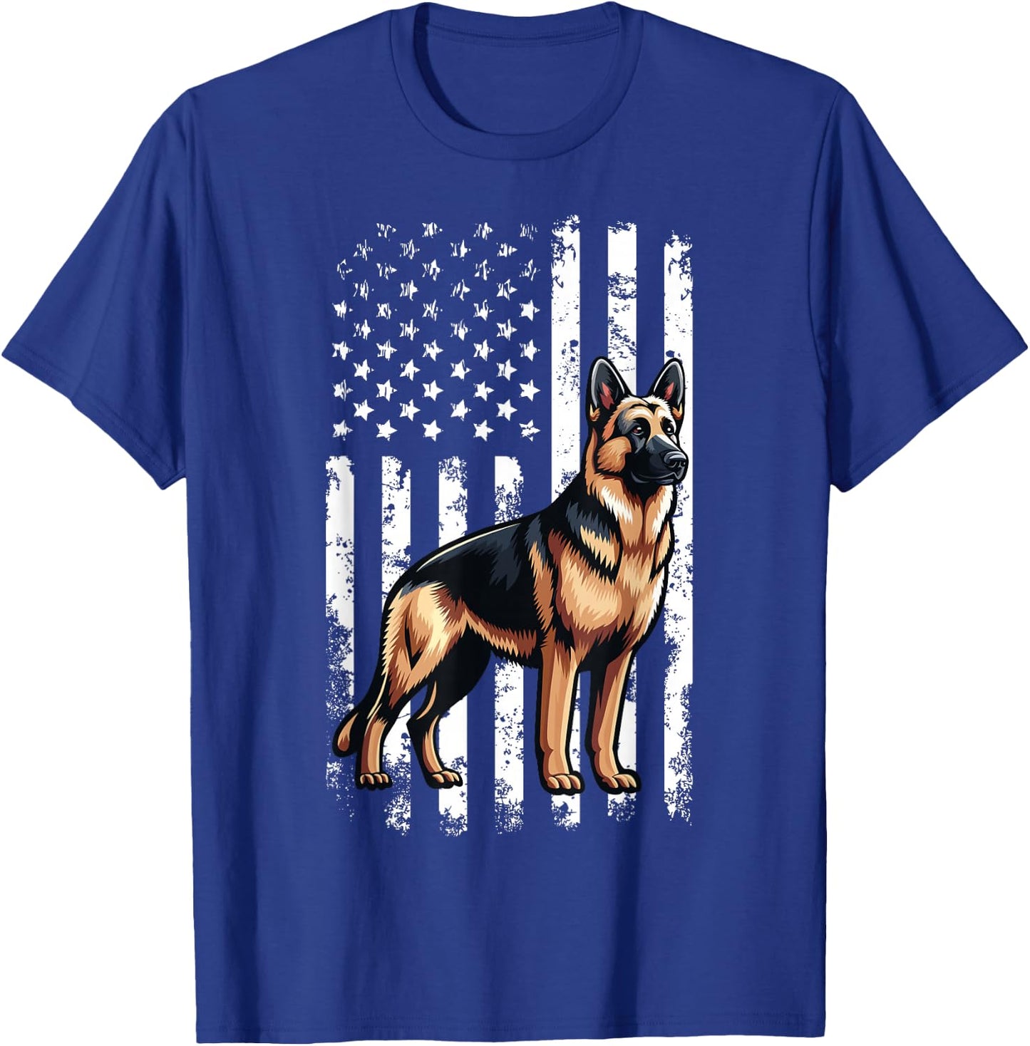 Patriotic German Shepherd AMERICAN FLAG 4th Of July Shepherd T-Shirt - T-Shirt | Royal