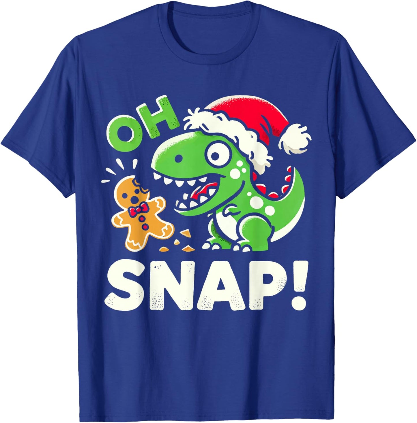 Oh Snap Christmas Gingerbread Man Cookie Baking Dinosaur T-Shirt - T-Shirt | Royal