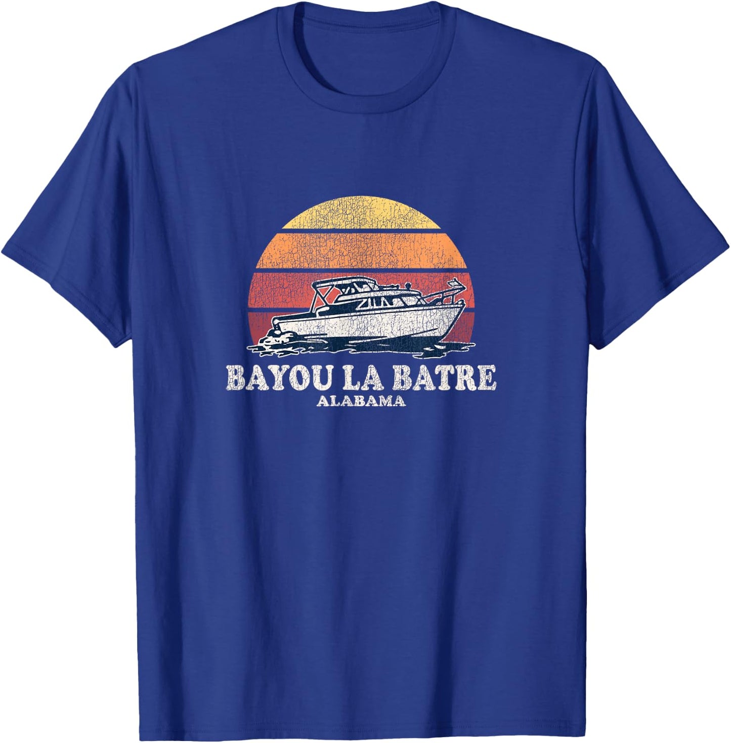 Bayou La Batre AL Vintage Boating 70s Retro Boat T-Shirt - T-Shirt | Royal