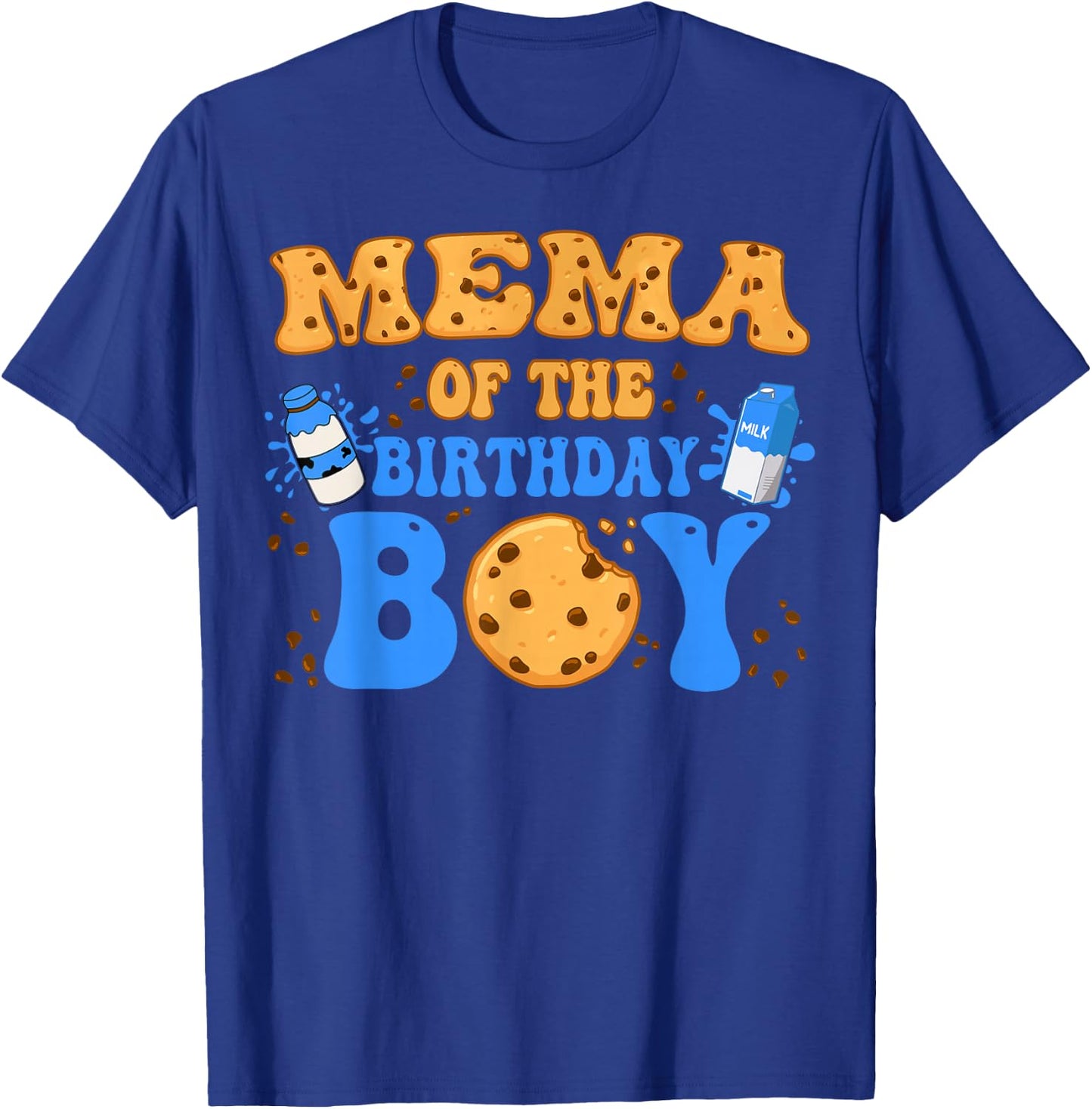 Mema Of The Birthday Boy Milk and Cookies Lover T-Shirt - T-Shirt | Royal