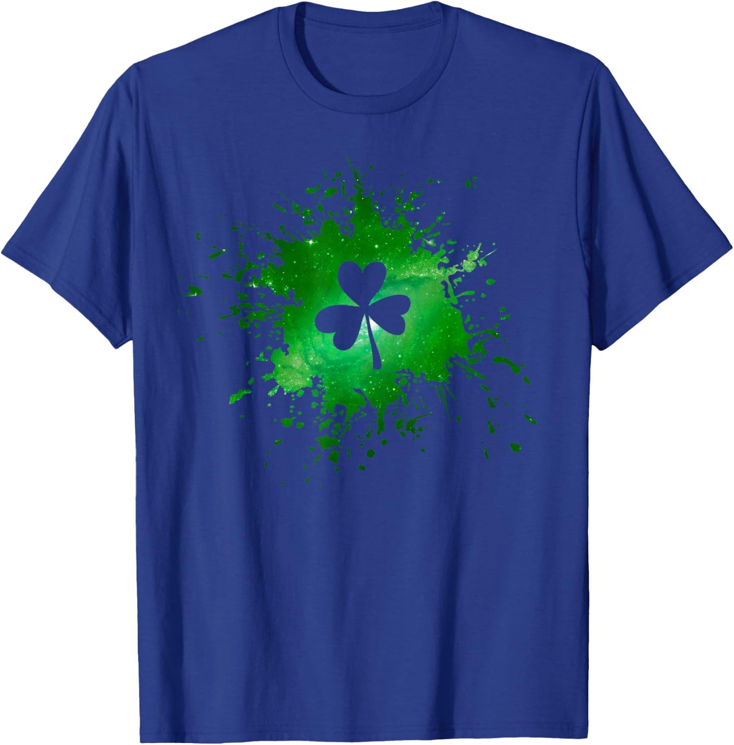 Green Galaxy 3 Leaf Clover St Patrick's Day Shamrock T-Shirt - T-Shirt | Royal