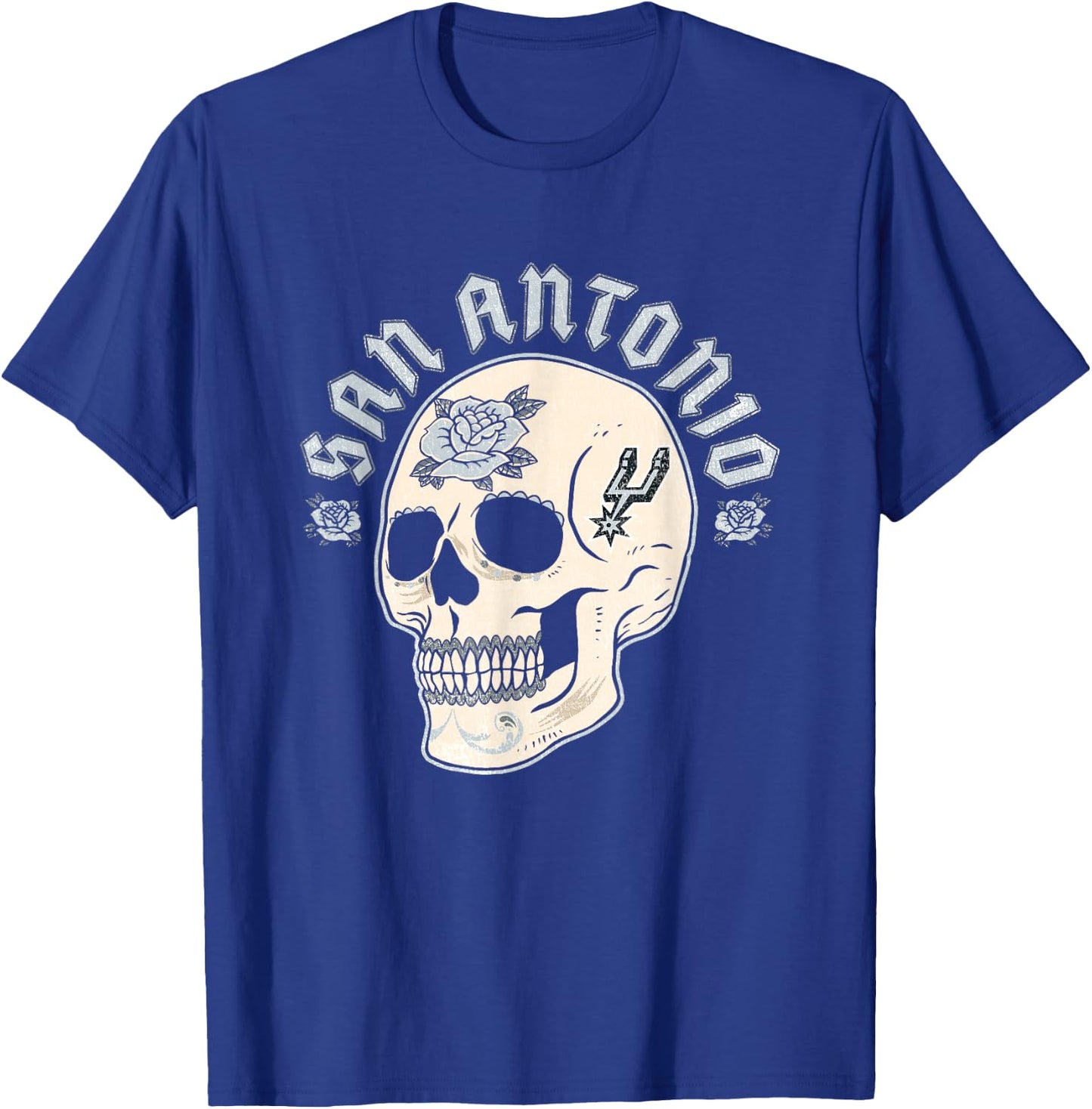 NBA San Antonio Spurs Halloween-Totenkopf mit Blumenmuster T-Shirt - T-Shirt | Royal