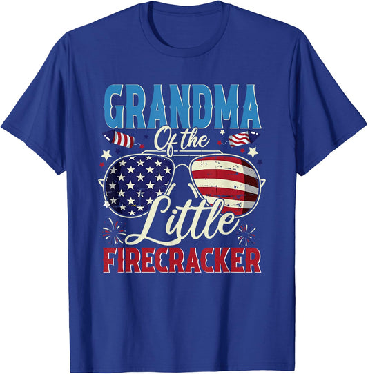 Grandma of The Little Firecracker Fourth of July Birthday T-Shirt - T-Shirt | Royal