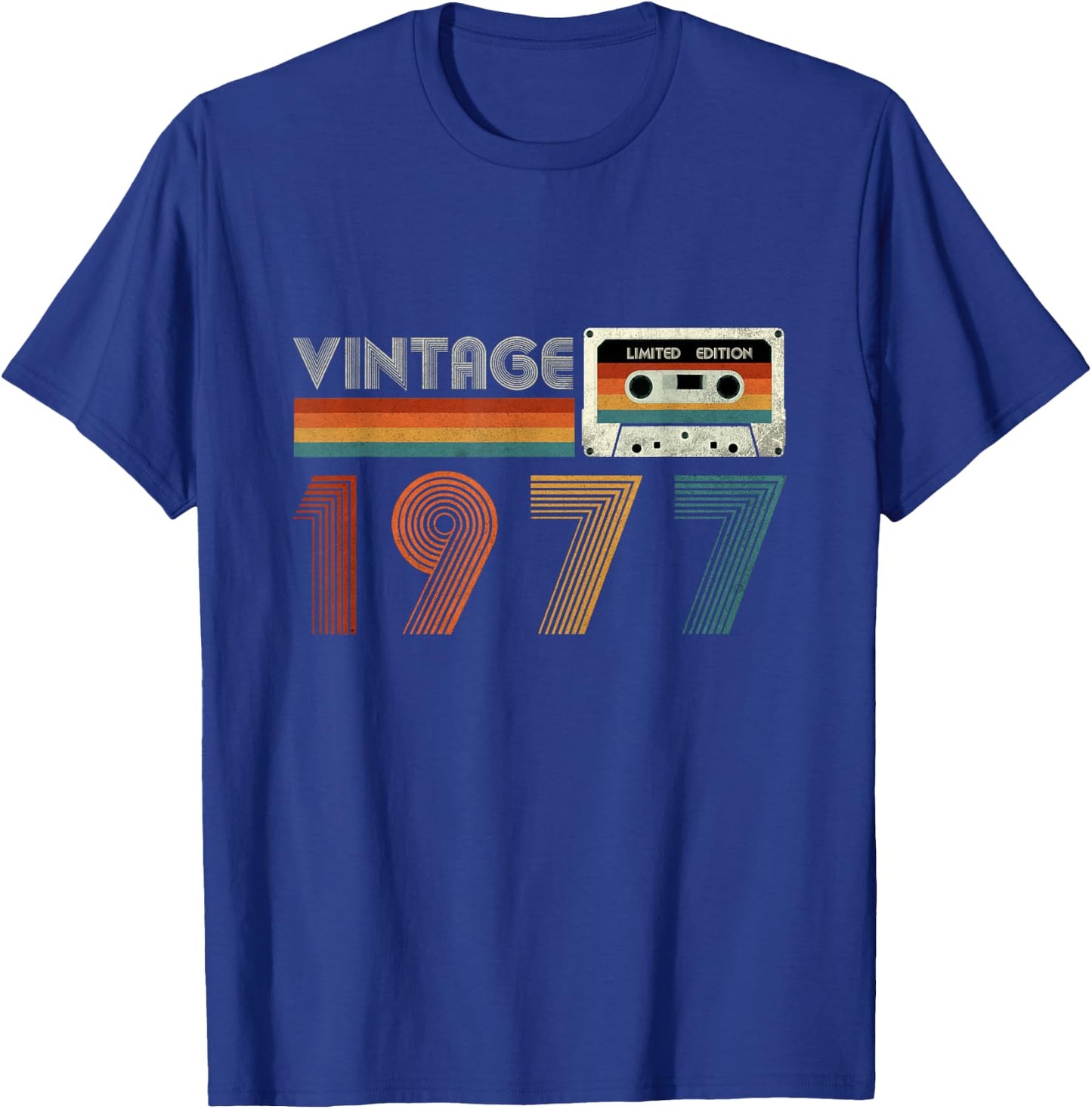 Retro Cassette Vintage 1977 Limited Edition Birthday 47 , Black, S T-Shirt - T-Shirt | Royal