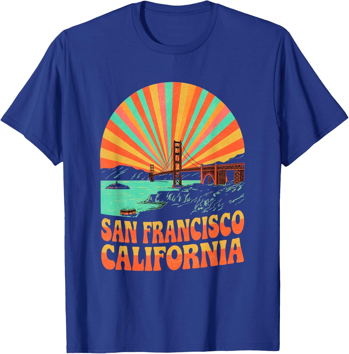 Retro San Francisco California California Sunset Souvenir T-Shirt - T-Shirt | Royal