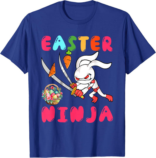 Easter Ninja Cute Bunny With Eggs Basket Costume Ninja Lover T-Shirt - T-Shirt | Royal