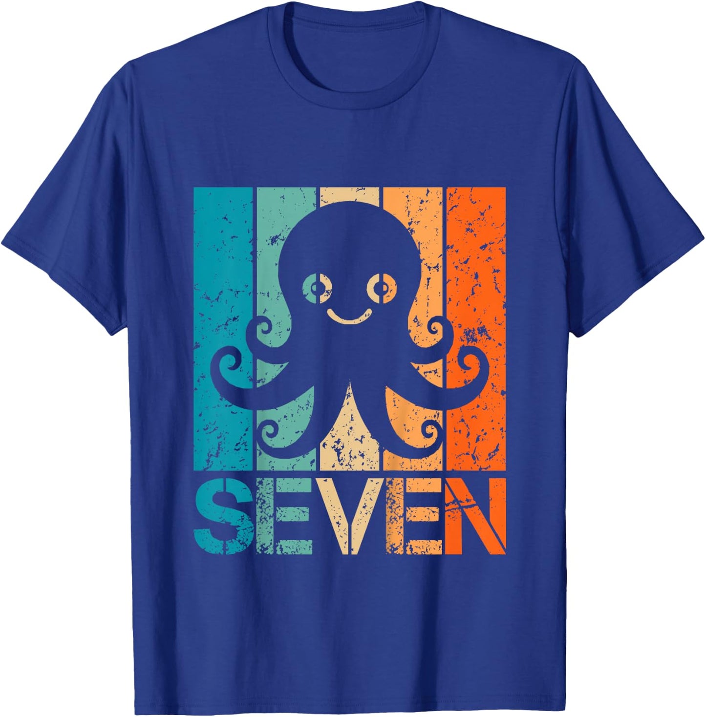 Funny 7th Octopus Birthday 7 Year Old Birthday Octopus T-Shirt - T-Shirt | Royal