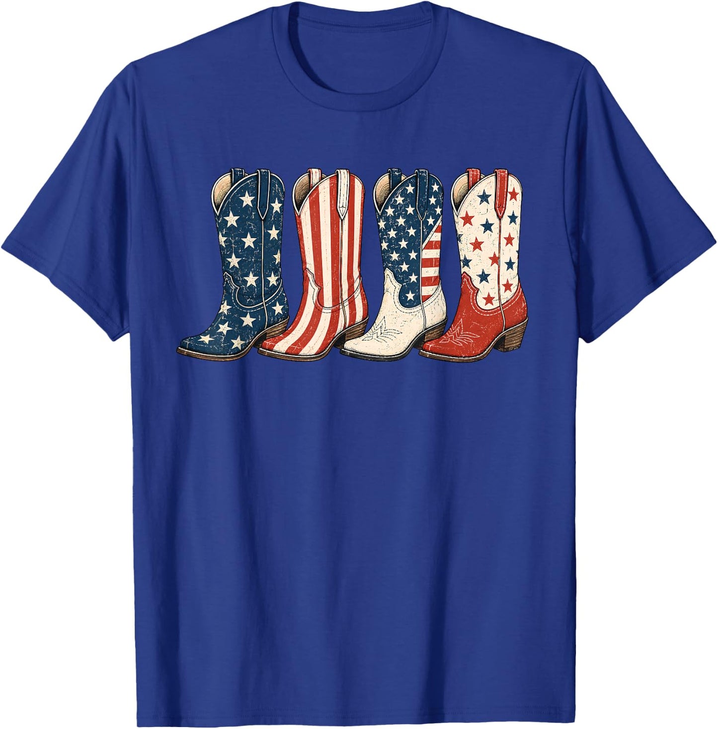 4th of July Patriotic Cowboy Boots Western Cowgirl American T-Shirt - T-Shirt | Royal