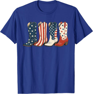 4th of July Patriotic Cowboy Boots Western Cowgirl American T-Shirt - T-Shirt | Royal