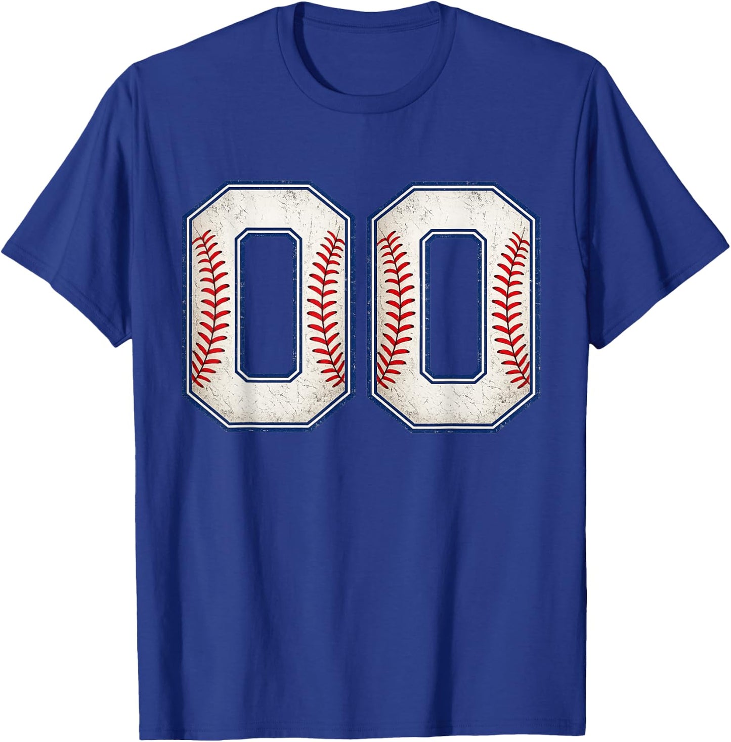 Baseball Fan Jersey Number 00 Athletic Uniform Style T-Shirt - T-Shirt | Royal