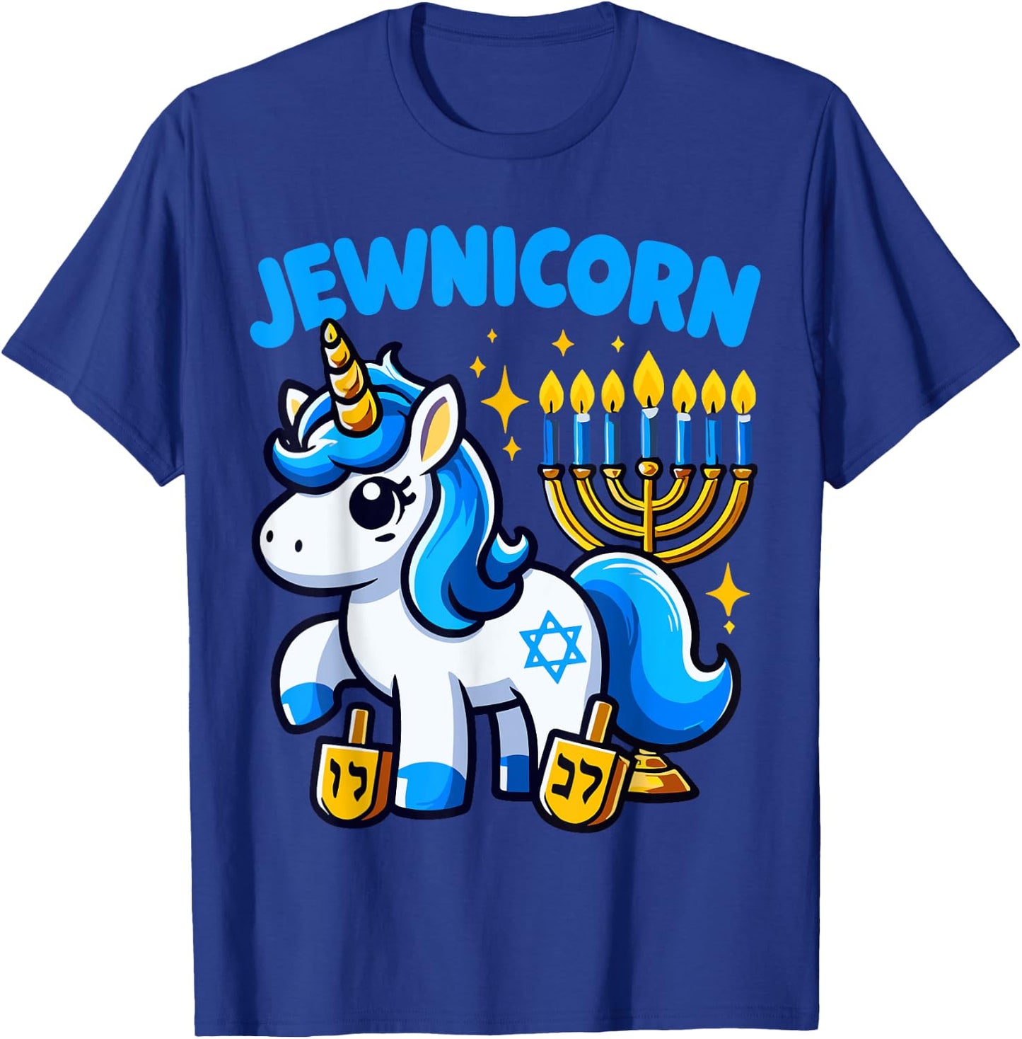 Jewnicorn Jew Unicorn Cute Hanukkah Pajamas Chanukah Girl T-Shirt - T-Shirt | Royal