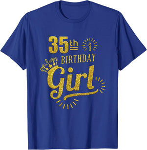 Happy 35th Birthday Girl 35 Year Old Birthday Women Shirt T-Shirt - T-Shirt | Royal
