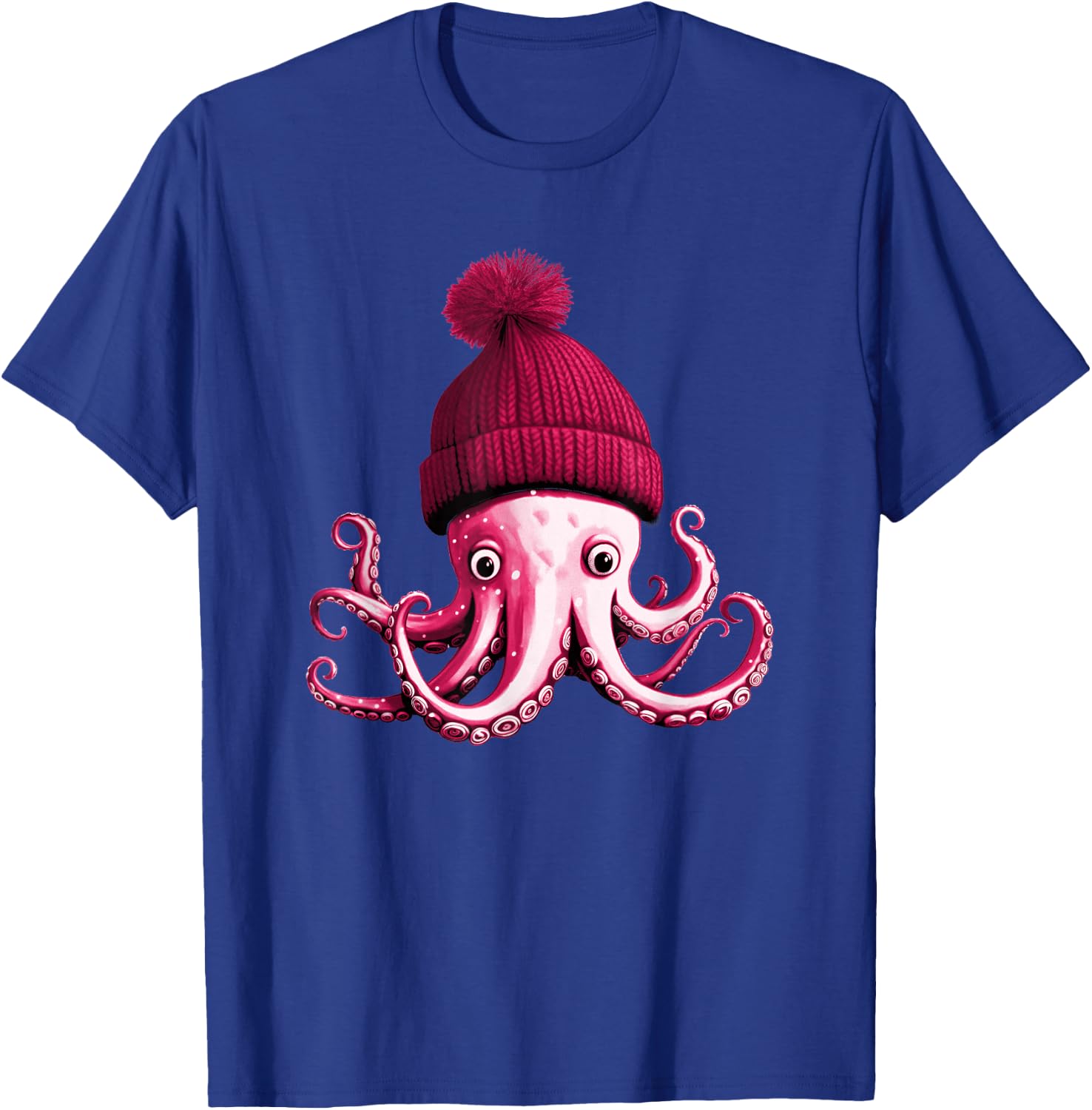 Cephalopod Octopus Lover Chilling in Red Cap Novelty Clothing T-Shirt - T-Shirt | Royal