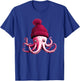 Cephalopod Octopus Lover Chilling in Red Cap Novelty Clothing T-Shirt - T-Shirt | Royal