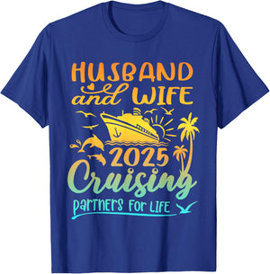 Family Wife and Husband Cruise 2025 Matching Shirt Honeymoon T-Shirt - T-Shirt | Royal