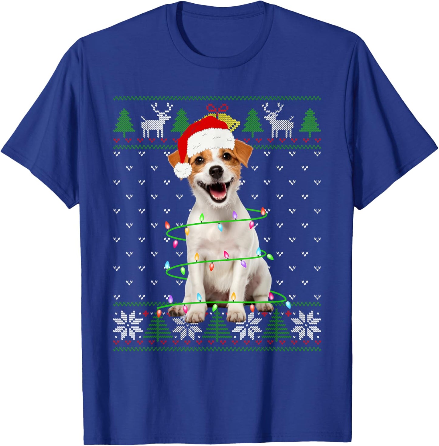 Jack Russell Terrier Dog Christmas Tree Lights Puppy Lover Men Women Kids T-Shirt - T-Shirt | Royal