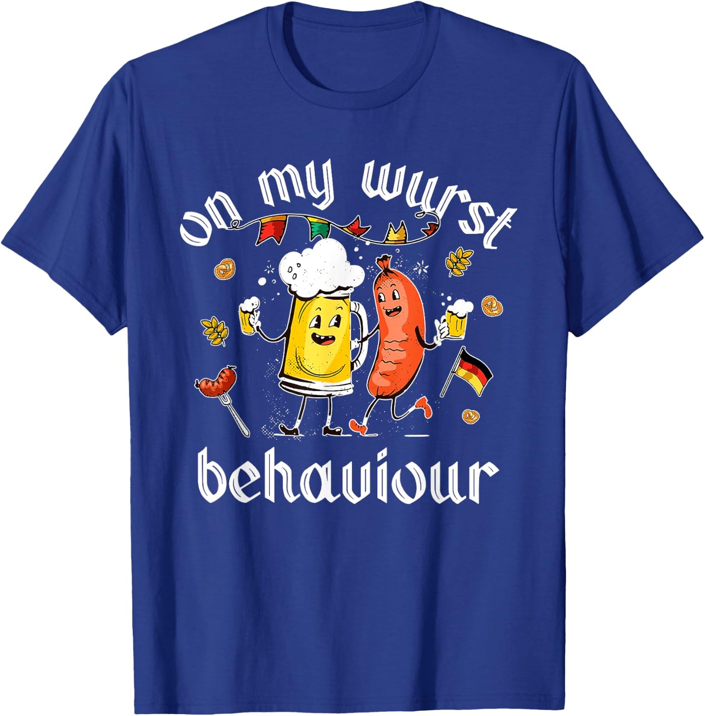 On My Wurst Behavior Funny Bratwurst German Oktoberfest T-Shirt - T-Shirt | Royal