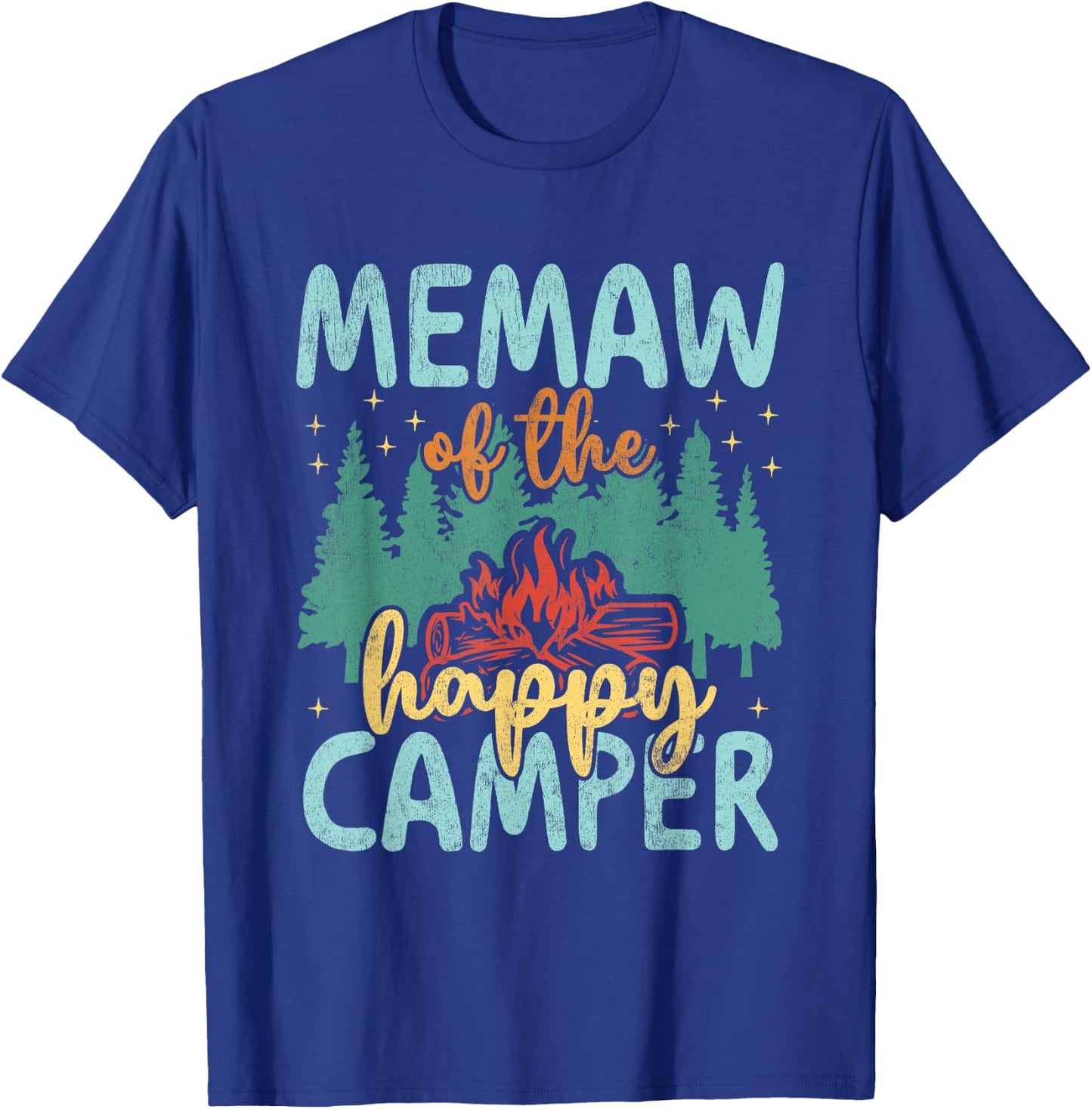 Memaw of Happy Camper 1st Birthday Party Retro Memaw T-Shirt - T-Shirt | Royal