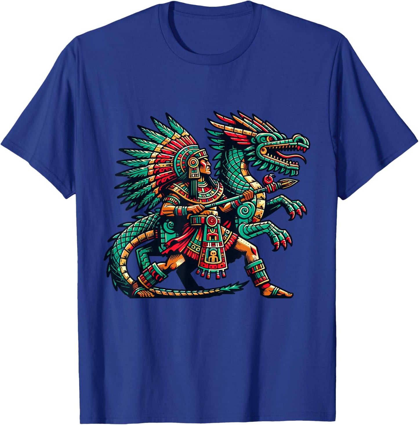 Aztec Dragon Warrior Quetzalcoatl T-Shirt - T-Shirt | Royal