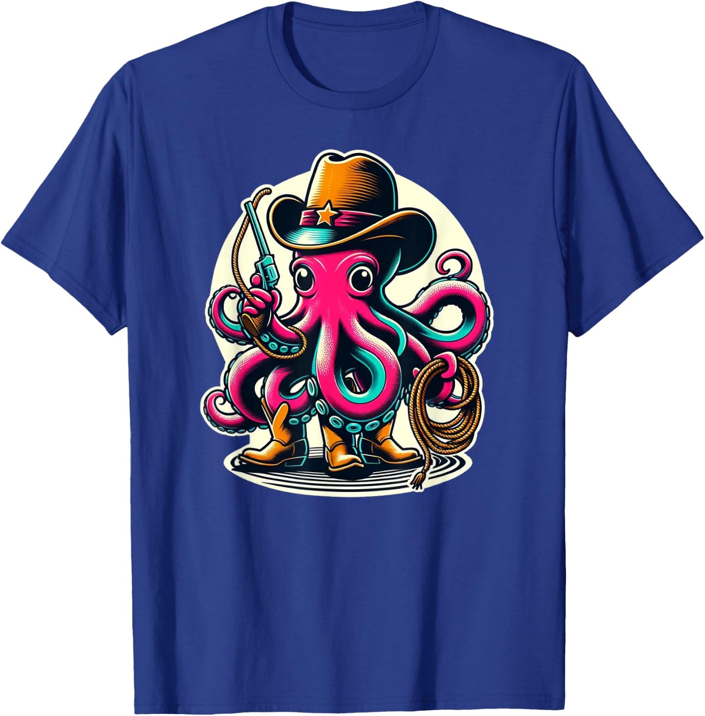 Cowboy Octopus Wild West Adventure T-Shirt - T-Shirt | Royal