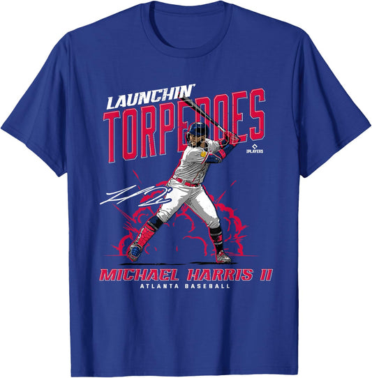 Launchin' Torpedoes Michael Harris II Atlanta Baseball MLBPA T-Shirt - T-Shirt | Royal