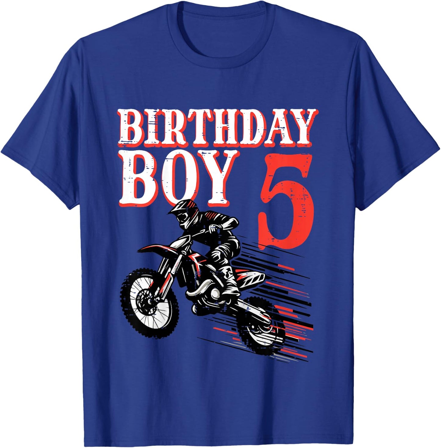 Kids Birthday Boy 5 Motorcycle 5th Bday Biker Rider Boys Kids T-Shirt - T-Shirt | Royal