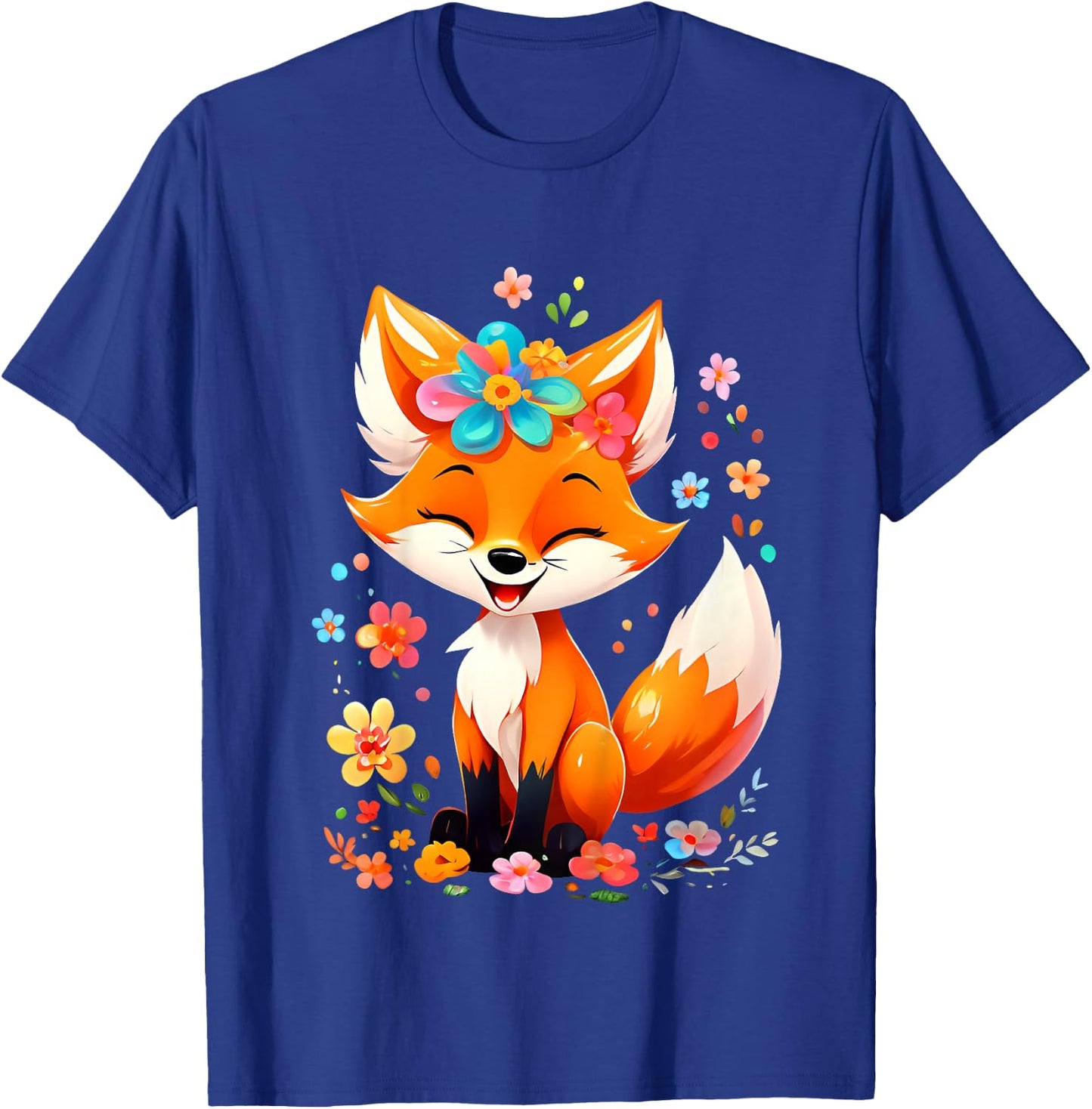 Kids Fox Gifts Cute Fox Cute Animal Cute Girls Boys , black T-Shirt - T-Shirt | Royal
